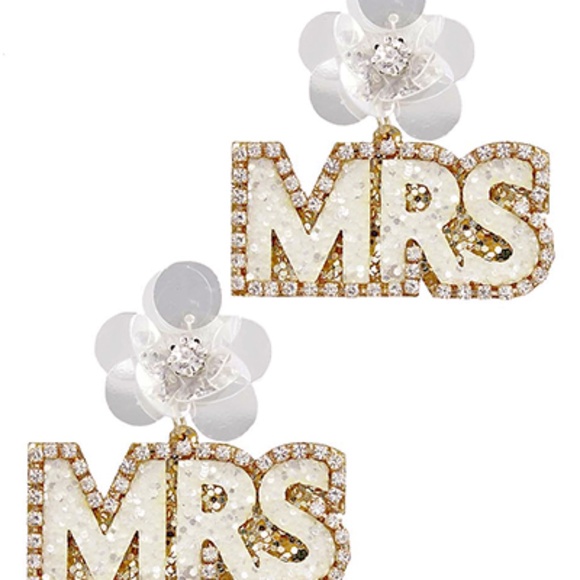 " MRS" Glitter Earrings - Picture 1 of 1